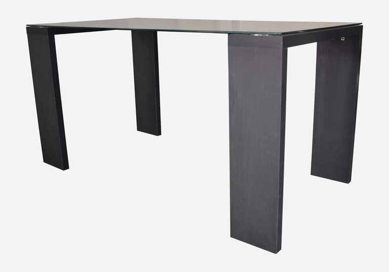 Mesa de comedor 6 puestos Milan vidrio laca negro - elmobiliario Mesa de comedor 6 puestos Milan vidrio laca negro - elmobiliario